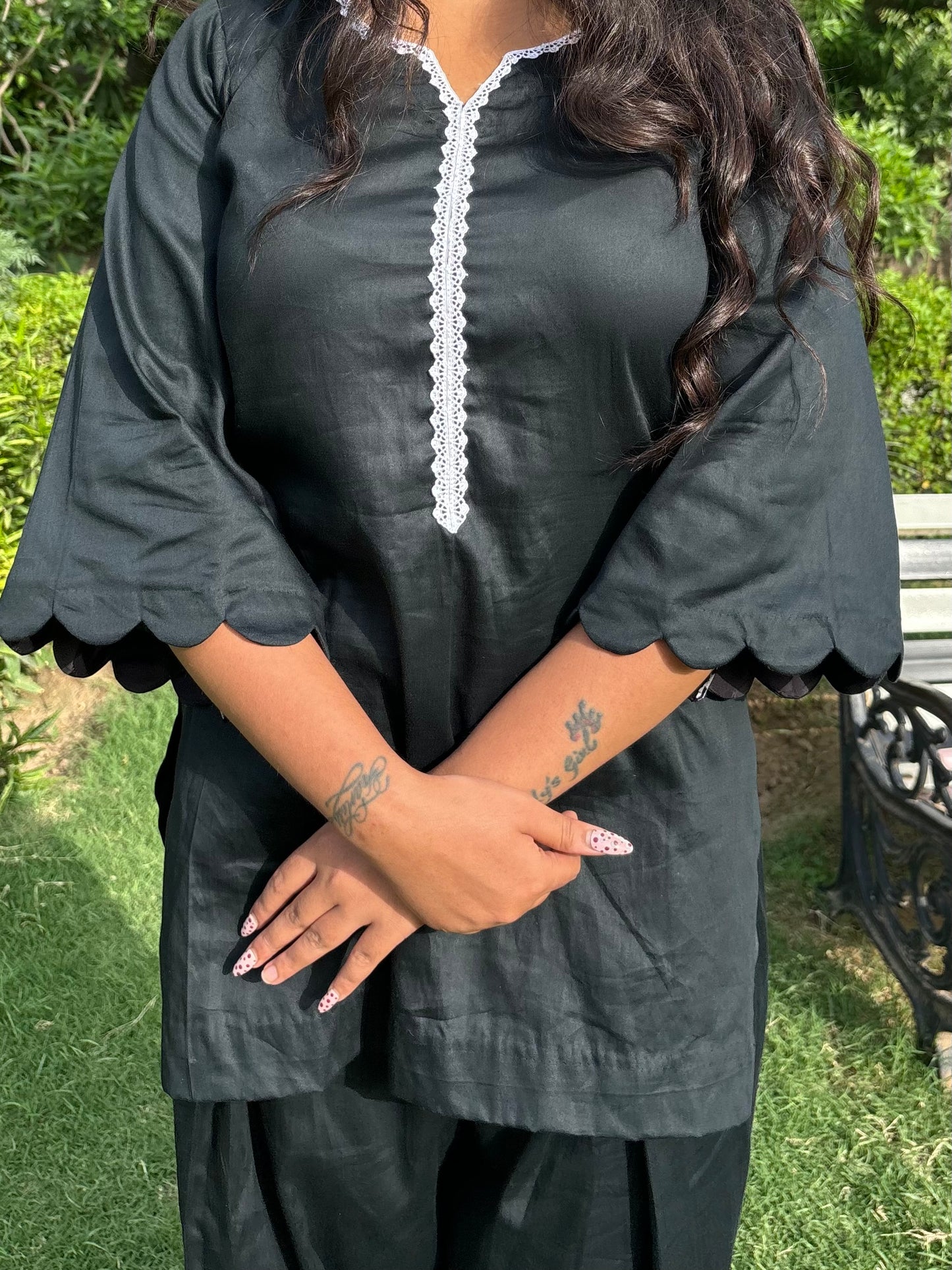 charcoal black farshi co-ord