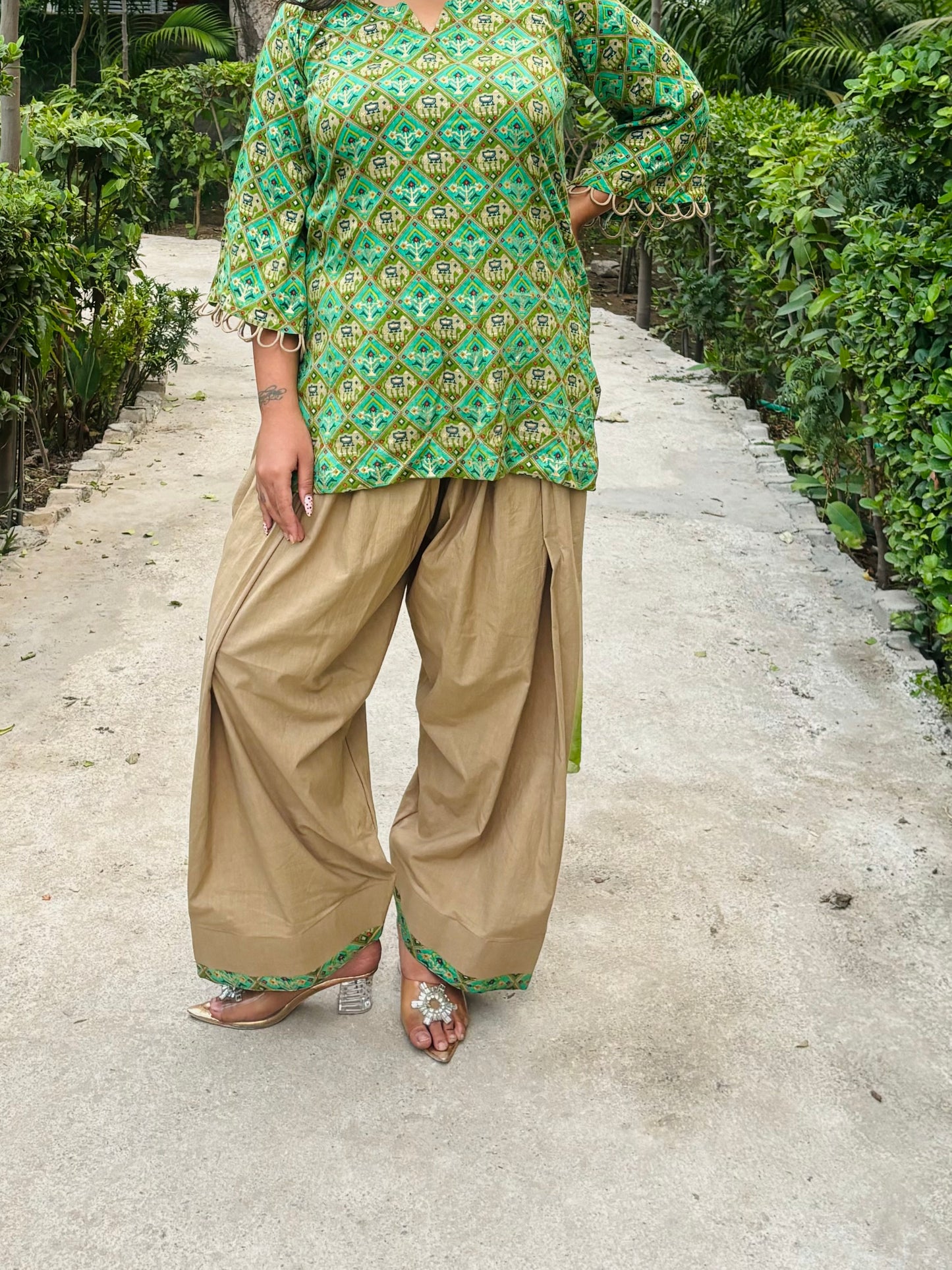 the green farshi salwar suit