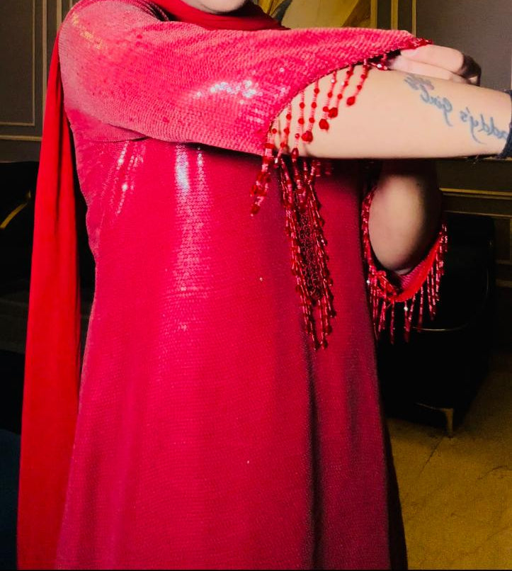 Watery Sequence Hot Red Suit