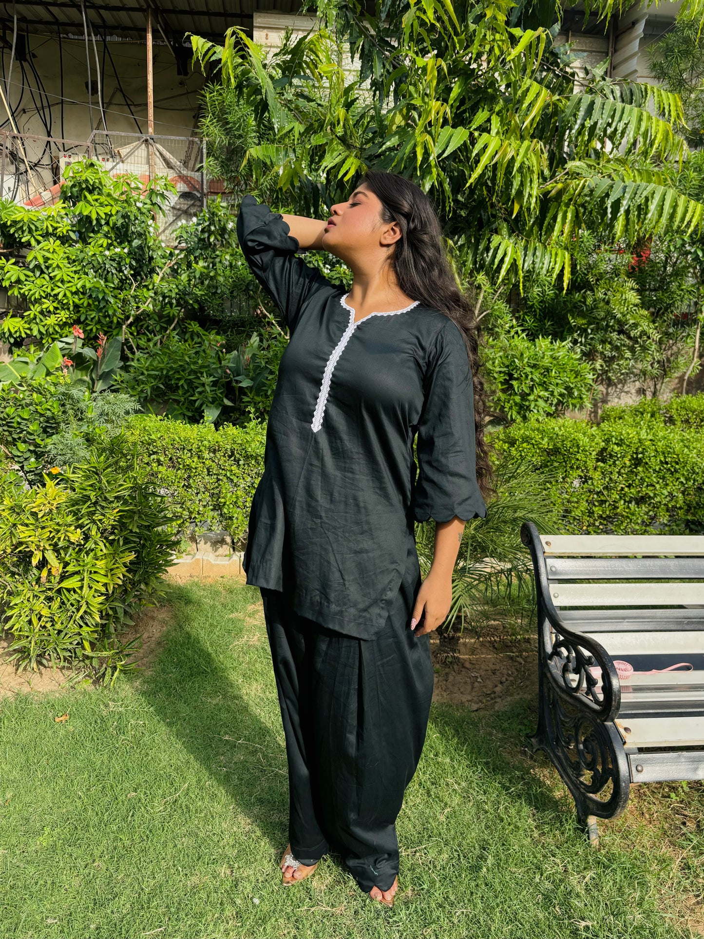 charcoal black farshi co-ord
