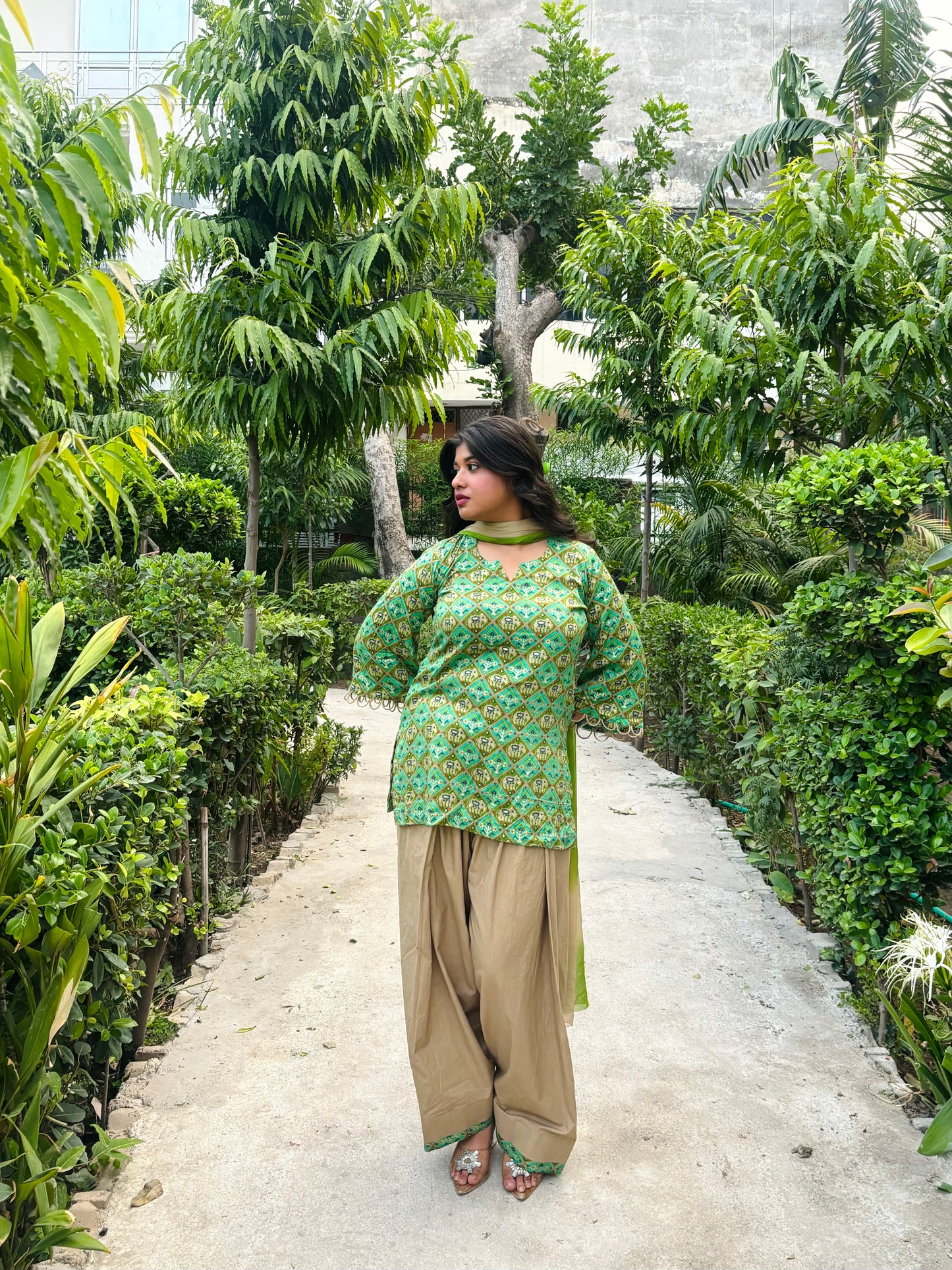 the green farshi salwar suit