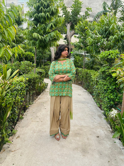 the green farshi salwar suit