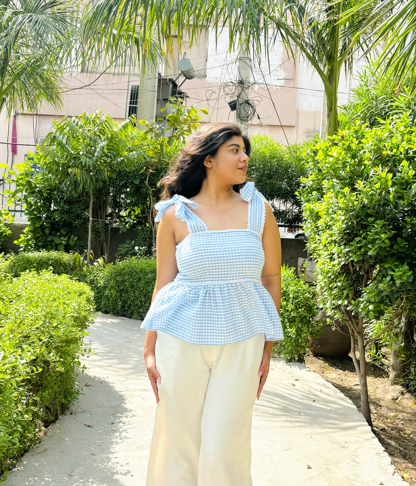 sky blue bow tie top