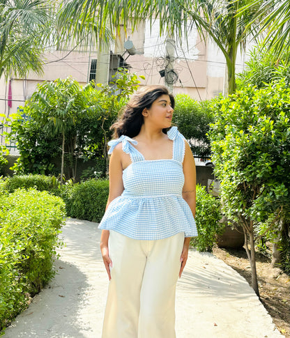 sky blue bow tie top