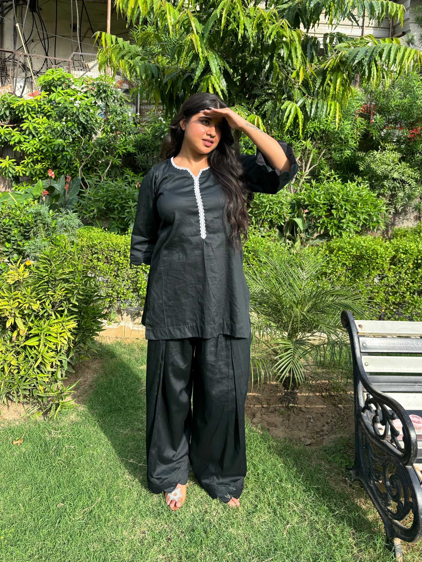 charcoal black farshi co-ord