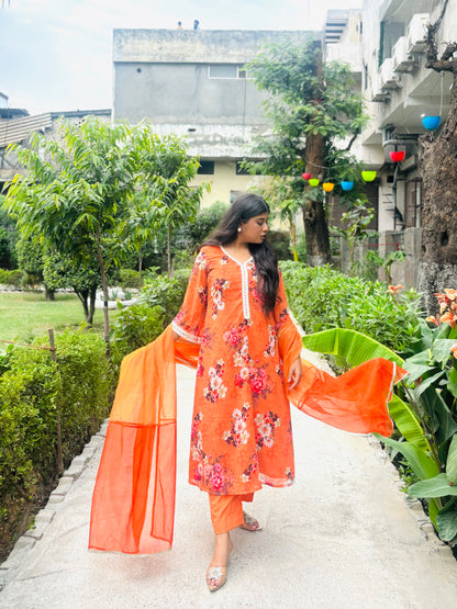 Amber Bloom-Rust Orange A-Line suit