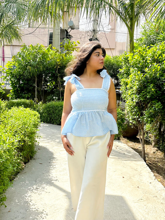 sky blue bow tie top