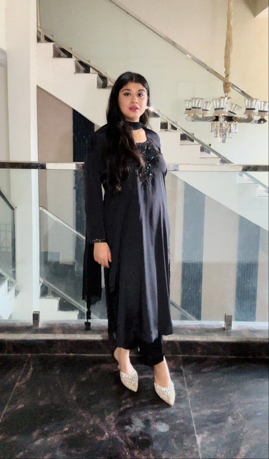 classic black handwork suit
