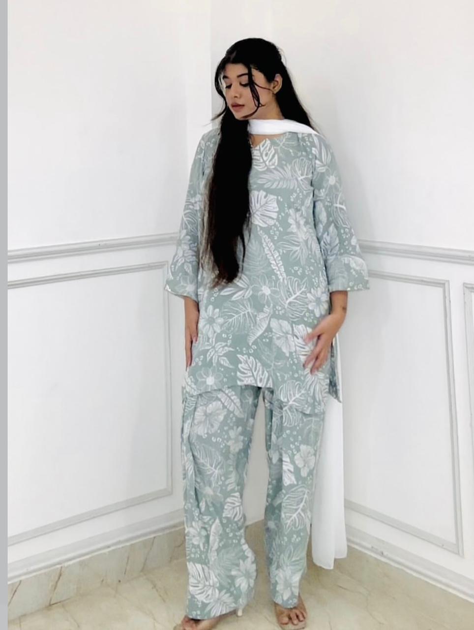 mint breeze printed farshi salwar suit