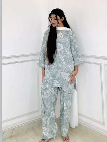 mint breeze printed farshi salwar suit