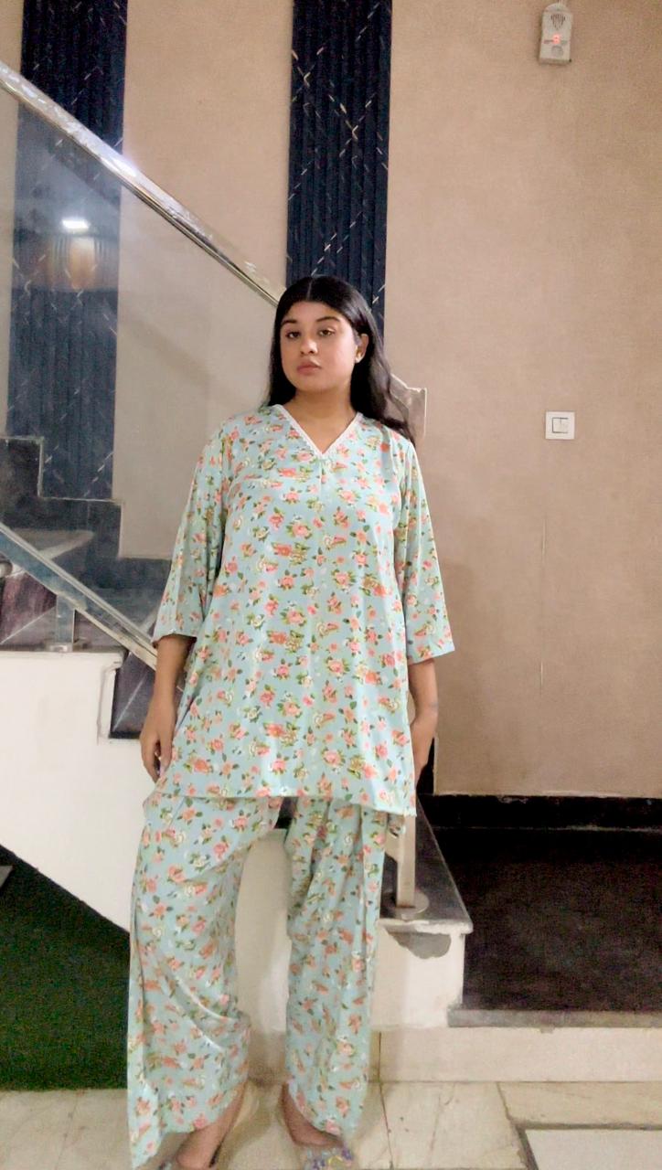 mint floral farshi salwar co-ord set