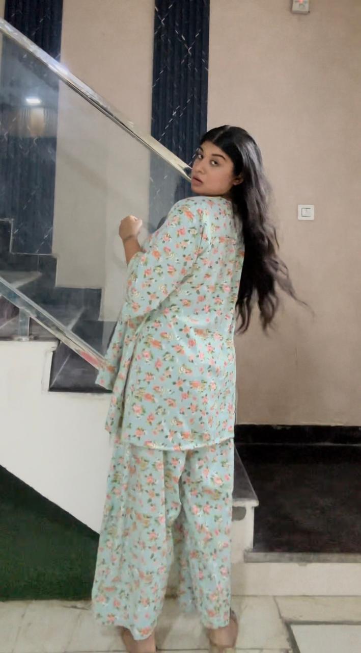 mint floral farshi salwar co-ord set
