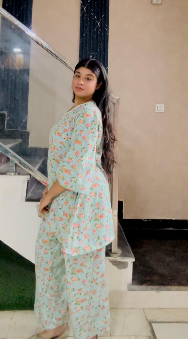 mint floral farshi salwar co-ord set