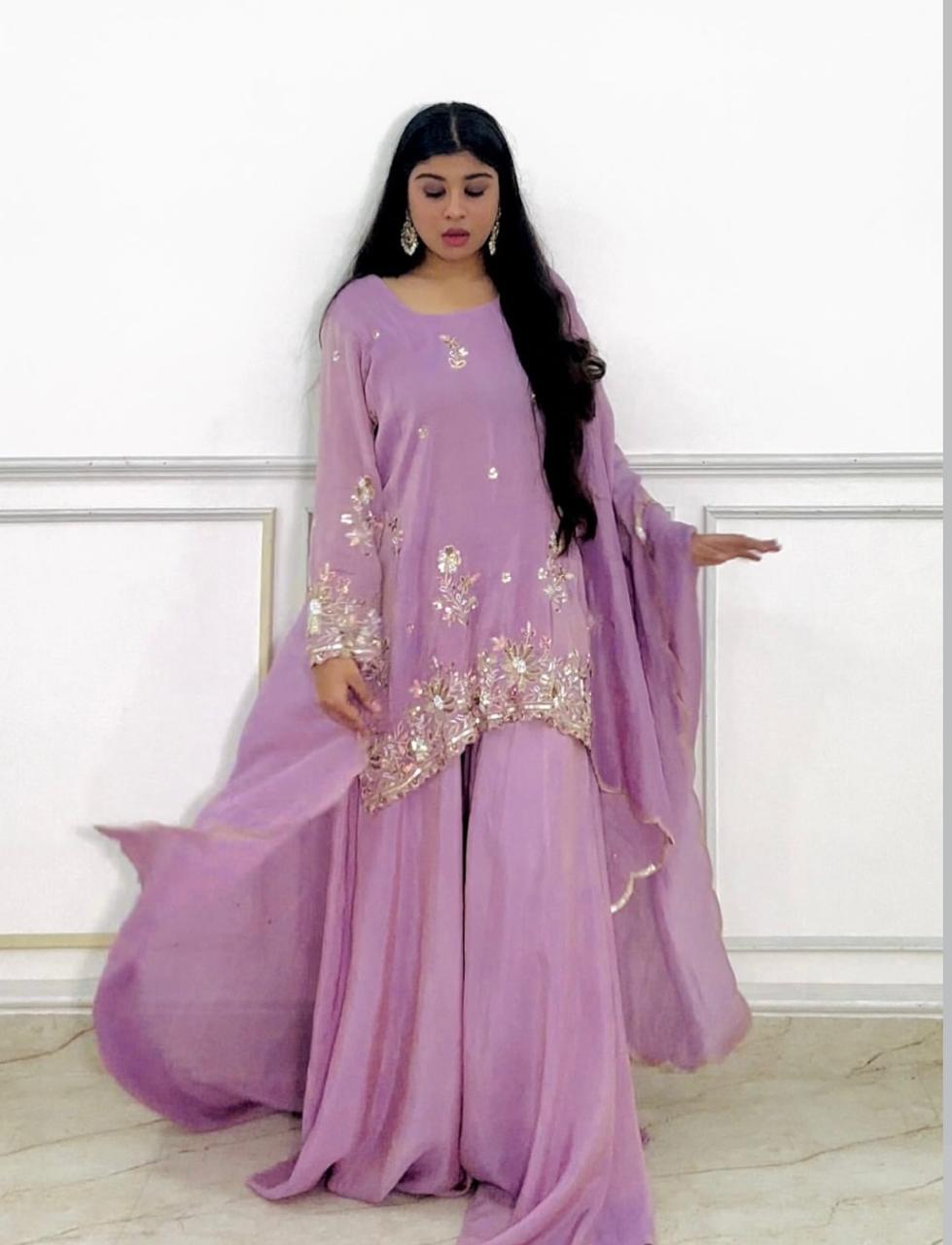 lavender cosmo silk suit