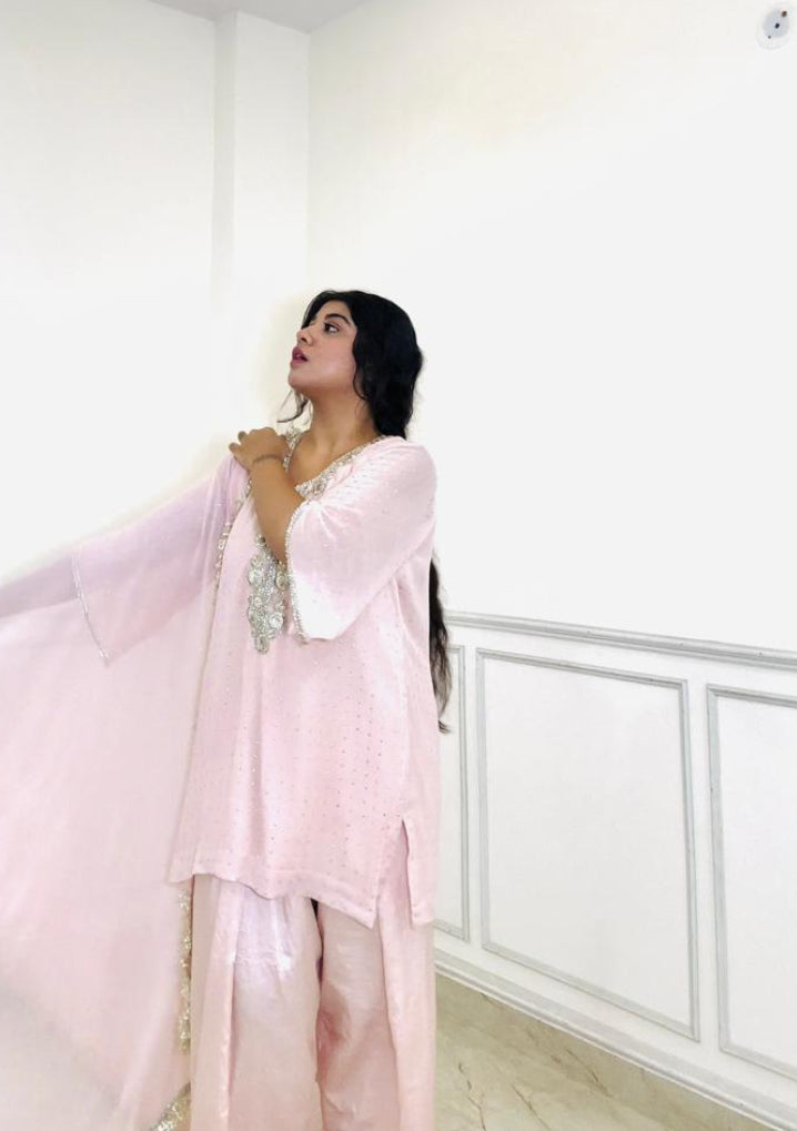 blush pink kiran work punjabi suit