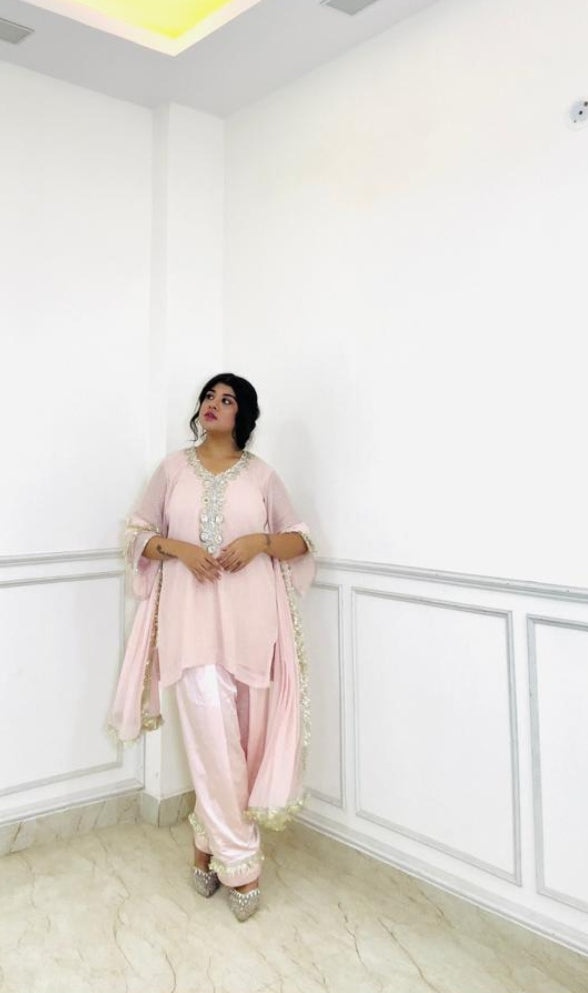 blush pink kiran work punjabi suit