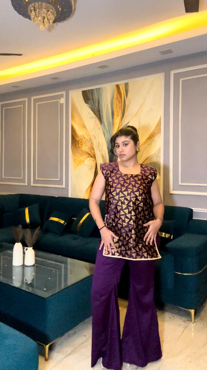 purple brocade fusion co-ord set