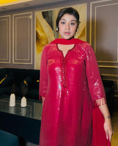 Watery Sequence Hot Red Suit